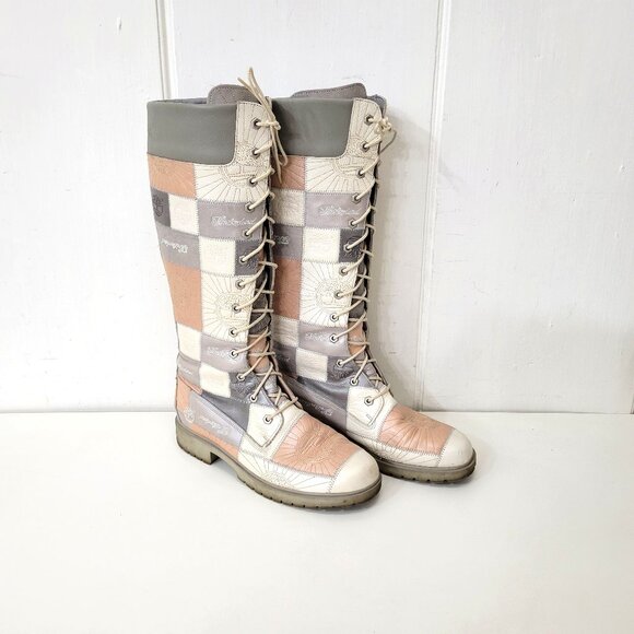 Timberland Shoes - Timberland Patchwork Lace-Up Knee High Boots Size 10